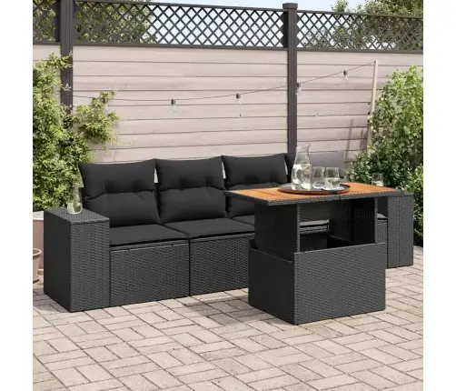 5-Osaline Aiadiivanikomplekt Patjadega, Must, Polürotang