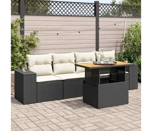 5-Osaline Aiadiivanikomplekt Patjadega, Must, Polürotang