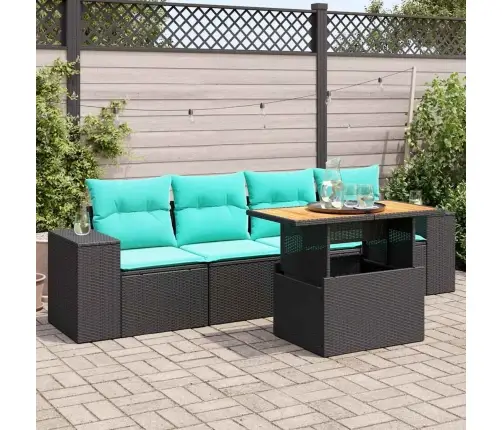 5-Daļīgs Dārza Dīvāna Komplekts Ar Matračiem, Pe Rotangpalma Vidaxl