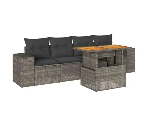 Sofos Komplektas Su Pagalvėlėmis, 5 Dalių, Pilkas, Poliratanas