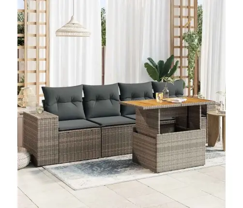 Sofos Komplektas Su Pagalvėlėmis, 5 Dalių, Pilkas, Poliratanas