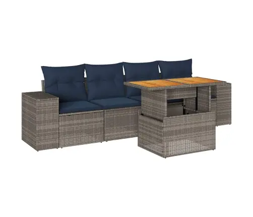 5-Daļīgs Dārza Dīvāna Komplekts Ar Matračiem, Pelēks Pe Pinums Vidaxl