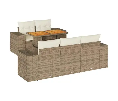 Sofos Komplektas Su Pagalvėlėmis, 6 Dalių, Smėlio, Poliratanas