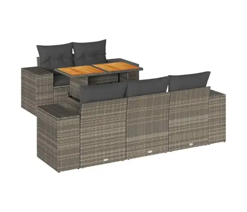 Sofos Komplektas Su Pagalvėlėmis, 6 Dalių, Pilkas, Poliratanas