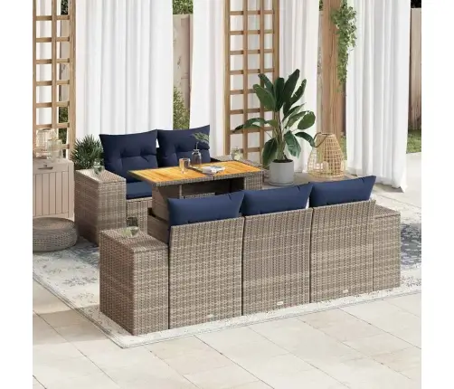 Sofos Komplektas Su Pagalvėlėmis, 6 Dalių, Pilkas, Poliratanas