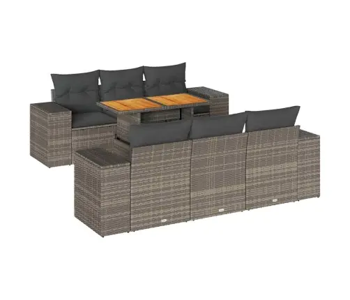 7-Daļīgs Dārza Dīvāna Komplekts, Matrači, Pelēka Pe Rotangpalma Vidaxl