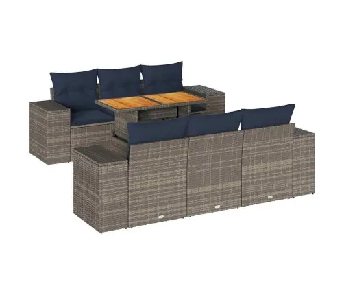 7-Daļīgs Dārza Dīvāna Komplekts, Matrači, Pelēka Pe Rotangpalma Vidaxl