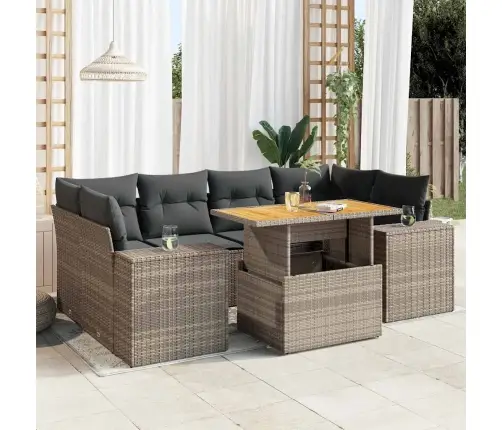 7-Daļīgs Dārza Dīvāna Komplekts, Matrači, Pelēka Pe Rotangpalma Vidaxl 7-Daļīgs Dārza Dīvāna Komplekts, Matrači, Pelēka Pe Rotangpalma Vidaxl