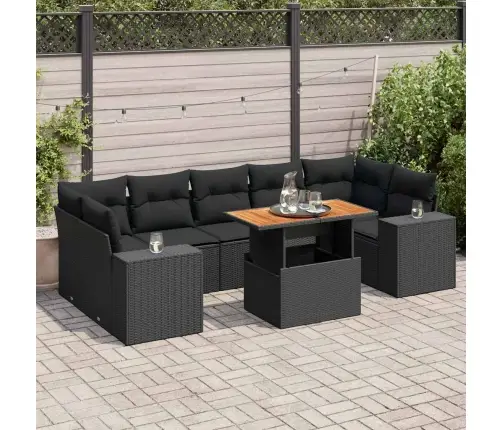 8-Osaline Aiadiivani Komplekt Patjadega, Must, Polürotang