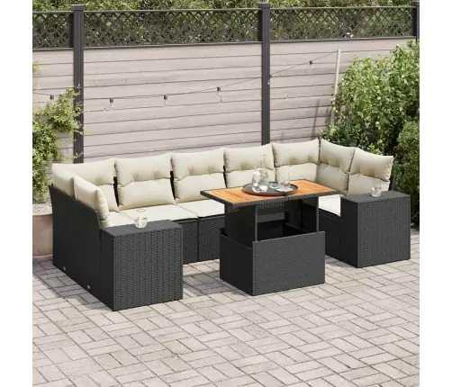 8-Osaline Aiadiivani Komplekt Patjadega, Must, Polürotang