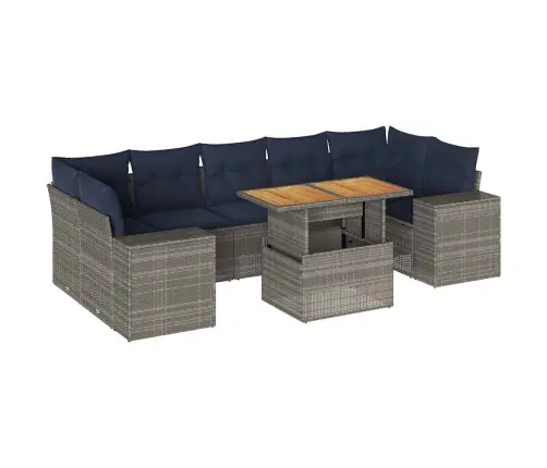 8-Daļīgs Dārza Dīvāna Komplekts Ar Matračiem, Pelēks Pe Pinums Vidaxl