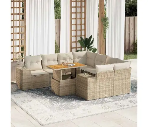 9-Osaline Aiadiivani Komplekt Patjadega, Beež, Polürotang