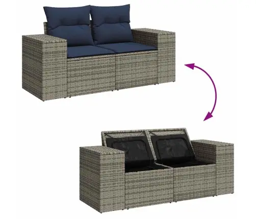 9-Daļīgs Dārza Dīvāna Komplekts Ar Matračiem, Pelēks Pe Pinums Vidaxl