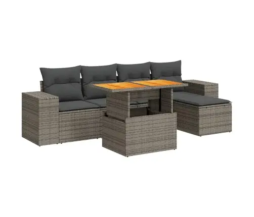 Sofos Komplektas Su Pagalvėlėmis, 6 Dalių, Pilkas, Poliratanas