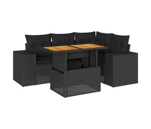 5-Daļīgs Dārza Dīvāna Komplekts Ar Matračiem, Pe Rotangpalma Vidaxl