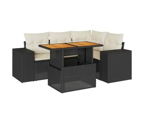 5-Osaline Aiadiivanikomplekt Patjadega, Must, Polürotang