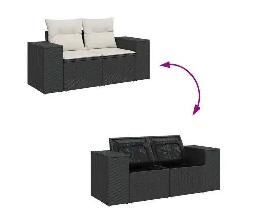 5-Osaline Aiadiivanikomplekt Patjadega, Must, Polürotang