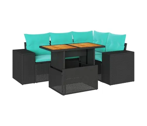 Sodo Komplektas Su Pagalvėlėmis, 5 Dalių, Juodas, Poliratanas