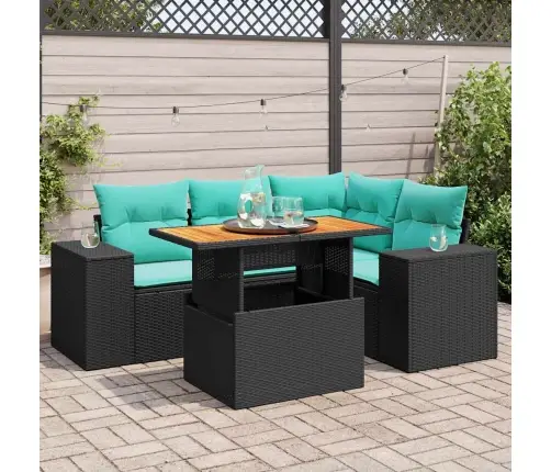 Sodo Komplektas Su Pagalvėlėmis, 5 Dalių, Juodas, Poliratanas