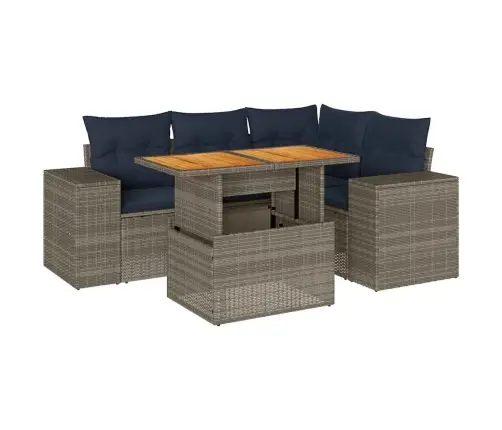 5-Daļīgs Dārza Dīvāna Komplekts Ar Matračiem, Pelēks Pe Pinums Vidaxl