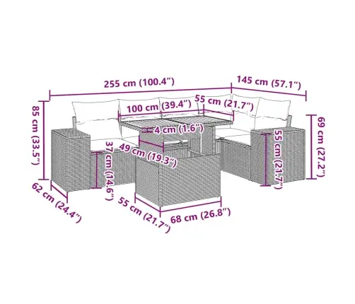 Sofos Komplektas Su Pagalvėlėmis, 6 Dalių, Juodas, Poliratanas