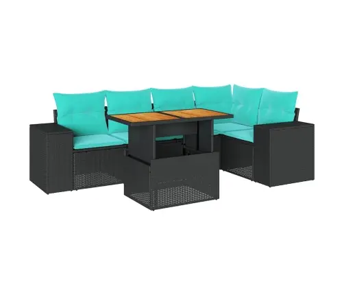 6-Daļīgs Dārza Dīvāna Komplekts, Matrači, Melna Pe Rotanpalma Vidaxl