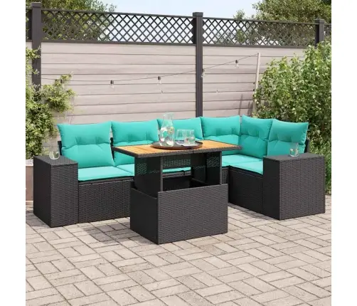 6-Daļīgs Dārza Dīvāna Komplekts, Matrači, Melna Pe Rotanpalma Vidaxl