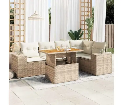 6-Osaline Aiadiivani Komplekt Patjadega, Beež, Polürotang