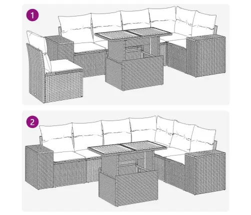 7-Daļīgs Dārza Dīvāna Komplekts Ar Matračiem, Melna Pe Vidaxl