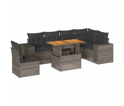 Sofos Komplektas Su Pagalvėlėmis, 7 Dalių, Pilkas, Poliratanas