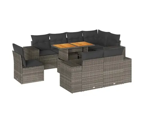 Sofos Komplektas Su Pagalvėlėmis, 9 Dalių, Pilkas, Poliratanas