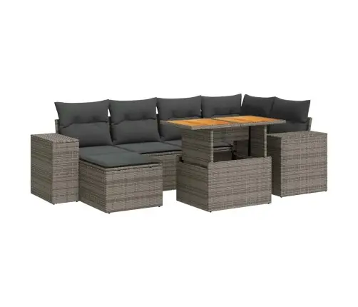 7-Daļīgs Dārza Dīvāna Komplekts, Matrači, Pelēka Pe Rotangpalma Vidaxl