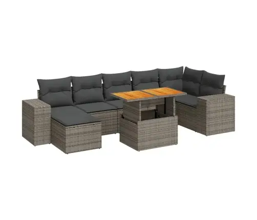 Sodo Komplektas Su Pagalvėlėmis, 8 Dalių, Pilkas, Poliratanas