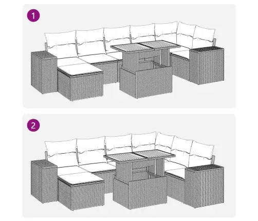 Sodo Komplektas Su Pagalvėlėmis, 8 Dalių, Pilkas, Poliratanas