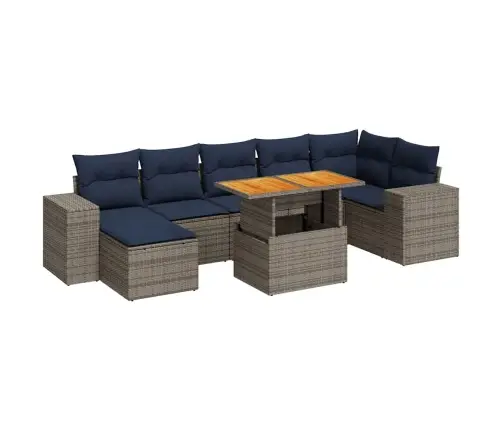 8-Daļīgs Dārza Dīvāna Komplekts Ar Matračiem, Pelēks Pe Pinums Vidaxl