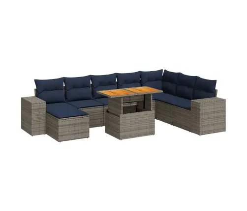 Sofos Komplektas Su Pagalvėlėmis, 9 Dalių, Pilkas, Poliratanas