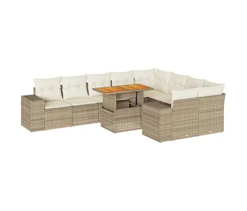 10-Osaline Aiadiivani Komplekt Patjadega, Beež, Rotang/Akaatsia