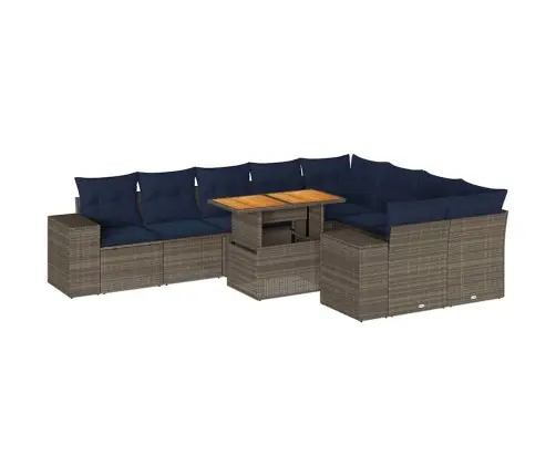 Sodo Komplektas Su Pagalvėlėmis, 10 Dalių, Pilkas, Poliratanas