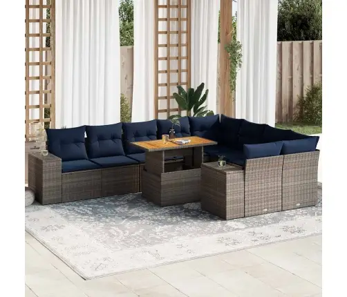 Sodo Komplektas Su Pagalvėlėmis, 10 Dalių, Pilkas, Poliratanas