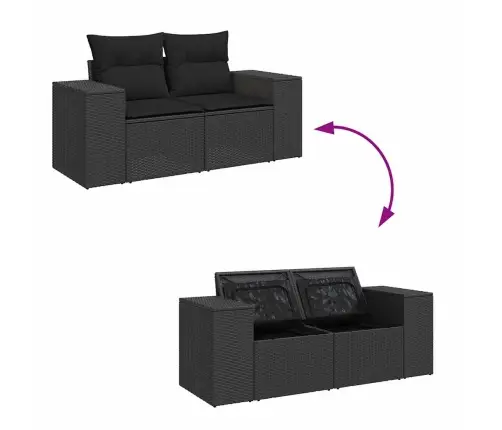 10-Osaline Aiadiivani Komplekt Patjadega, Must, Rotang/Akaatsia