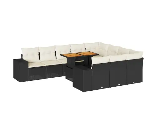 10-Daļīgs Dārza Dīvāna Komplekts, Matrači, Melna Pe Rotangpalma Vidaxl