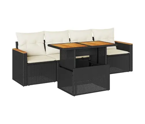 5-Daļīgs Dārza Dīvānu Komplekts, Matrači, Melna Pe Rotangpalma Vidaxl