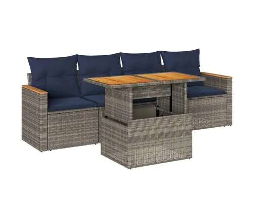 Sofos Komplektas Su Pagalvėlėmis, 5 Dalių, Pilkas, Poliratanas