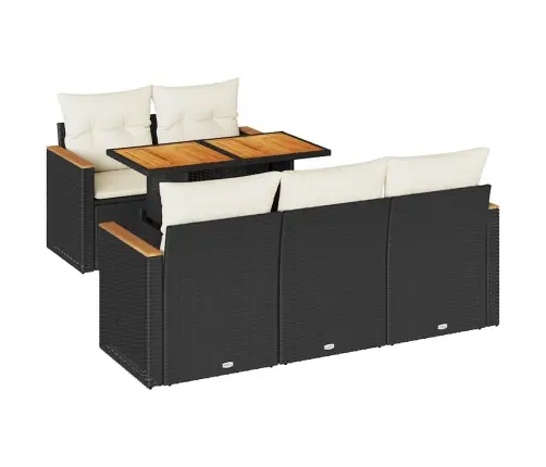 6-Osaline Aiadiivani Komplekt Patjadega, Must, Rotang/Akaatsia