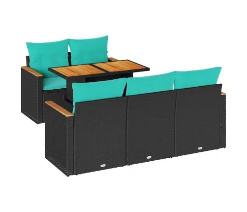 6-Osaline Aiadiivani Komplekt Patjadega, Must, Polürotang