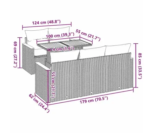 6-Osaline Aiadiivani Komplekt Patjadega, Must, Polürotang