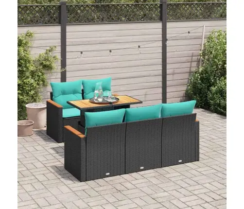 6-Osaline Aiadiivani Komplekt Patjadega, Must, Polürotang