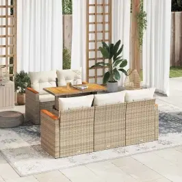 Sodo Komplektas Su Pagalvėlėmis, 6 Dalių, Poliratanas/Akacija