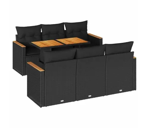 7-Daļīgs Dārza Dīvāna Komplekts, Matrači, Melna Pe Rotangpalma Vidaxl