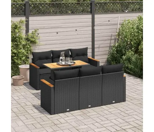 7-Daļīgs Dārza Dīvāna Komplekts, Matrači, Melna Pe Rotangpalma Vidaxl